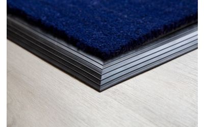 blue coir door mat with rubber edge