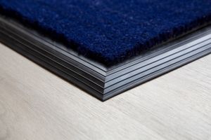 blue coir door mat with rubber edge