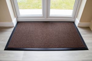 Commercial Brush Entrance Mat Brown Rubber Edge 100cm x 200cm