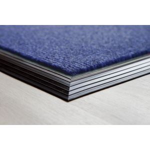 blue brush mat with rubber edge